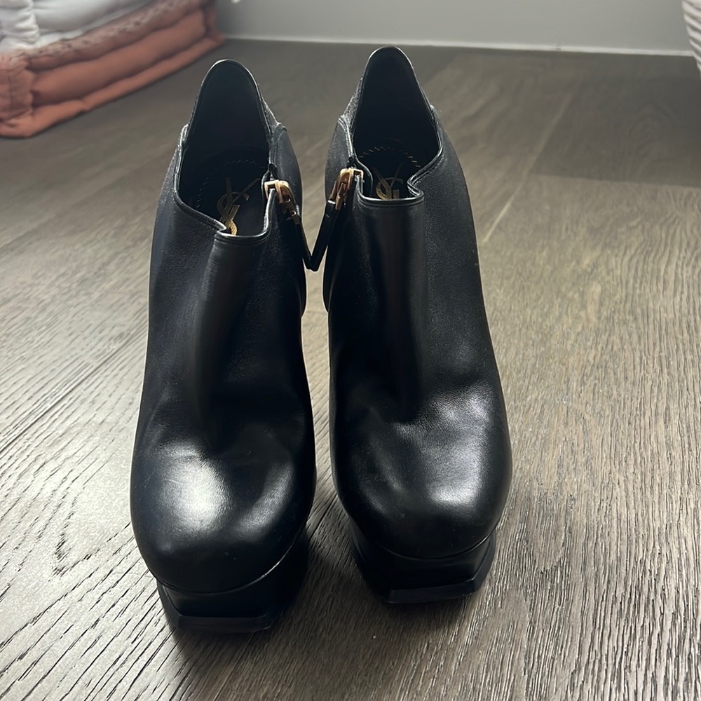 Black YSL platform 4 inch heels